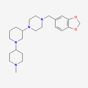 molecular formula C23H36N4O2 B6081050 3-[4-(1,3-benzodioxol-5-ylmethyl)-1-piperazinyl]-1'-methyl-1,4'-bipiperidine 