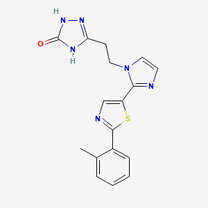 molecular formula C17H16N6OS B6081058 5-(2-{2-[2-(2-methylphenyl)-1,3-thiazol-5-yl]-1H-imidazol-1-yl}ethyl)-2,4-dihydro-3H-1,2,4-triazol-3-one 