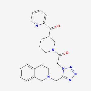 molecular formula C24H27N7O2 B6081075 (1-{[5-(3,4-dihydro-2(1H)-isoquinolinylmethyl)-1H-tetrazol-1-yl]acetyl}-3-piperidinyl)(2-pyridinyl)methanone 