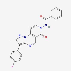 molecular formula C23H16FN5O2 B6081085 N-[3-(4-fluorophenyl)-2-methyl-6-oxopyrazolo[1,5-a]pyrido[3,4-e]pyrimidin-7(6H)-yl]benzamide 