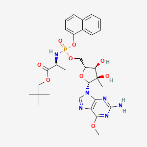 molecular formula C30H39N6O9P B608112 2,2-二甲基丙基 (2S)-2-[[[(2R,3R,4R,5R)-5-(2-氨基-6-甲氧基-嘌呤-9-基)-3,4-二羟基-4-甲基-四氢呋喃-2-基]甲氧基-(1-萘氧基)磷酰]氨基]丙酸酯 CAS No. 1234490-83-5