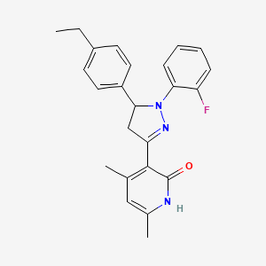 molecular formula C24H24FN3O B6081128 3-[5-(4-ethylphenyl)-1-(2-fluorophenyl)-4,5-dihydro-1H-pyrazol-3-yl]-4,6-dimethylpyridin-2(1H)-one 
