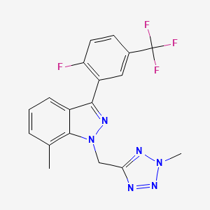 B608114 3-[2-Fluoro-5-(trifluoromethyl)phenyl]-7-methyl-1-[(2-methyl-2H-tetrazol-5-yl)methyl]-1H-indazole CAS No. 1585214-21-6