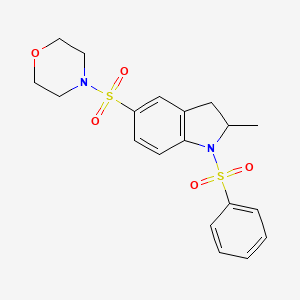molecular formula C19H22N2O5S2 B6081163 2-methyl-5-(4-morpholinylsulfonyl)-1-(phenylsulfonyl)indoline 