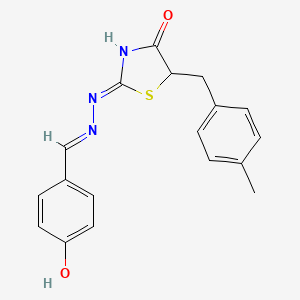 molecular formula C18H17N3O2S B6081188 4-hydroxybenzaldehyde [5-(4-methylbenzyl)-4-oxo-1,3-thiazolidin-2-ylidene]hydrazone 