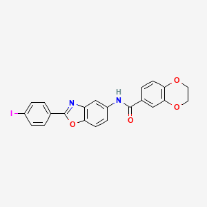 N-[2-(4-iodophenyl)-1,3-benzoxazol-5-yl]-2,3-dihydro-1,4-benzodioxine-6-carboxamide