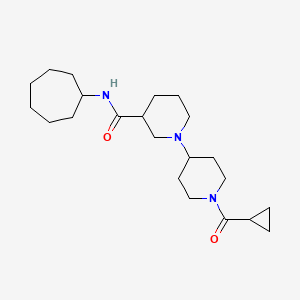 molecular formula C22H37N3O2 B6081204 N-cycloheptyl-1'-(cyclopropylcarbonyl)-1,4'-bipiperidine-3-carboxamide 