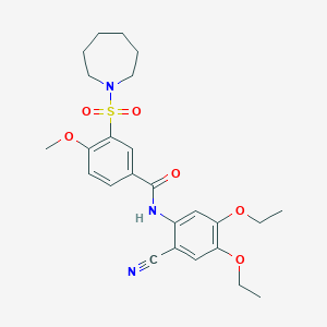 molecular formula C25H31N3O6S B6081211 3-(azepan-1-ylsulfonyl)-N-(2-cyano-4,5-diethoxyphenyl)-4-methoxybenzamide 