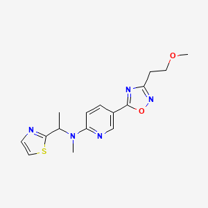 molecular formula C16H19N5O2S B6081218 5-[3-(2-methoxyethyl)-1,2,4-oxadiazol-5-yl]-N-methyl-N-[1-(1,3-thiazol-2-yl)ethyl]-2-pyridinamine 