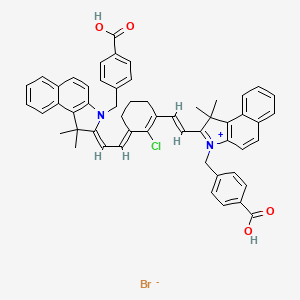 molecular formula C54H48BrClN2O4 B608125 4-[[(2Z)-2-[(2E)-2-[3-[(E)-2-[3-[(4-羧基苯基)甲基]-1,1-二甲基苯并[e]吲哚-3-鎓-2-基]乙烯基]-2-氯环己-2-烯-1-亚甲基]乙亚甲基]-1,1-二甲基苯并[e]吲哚-3-基]甲基]苯甲酸；溴化物 CAS No. 1558079-49-4