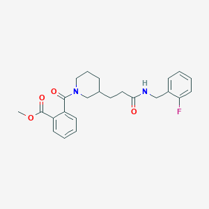 molecular formula C24H27FN2O4 B6081264 methyl 2-[(3-{3-[(2-fluorobenzyl)amino]-3-oxopropyl}-1-piperidinyl)carbonyl]benzoate 