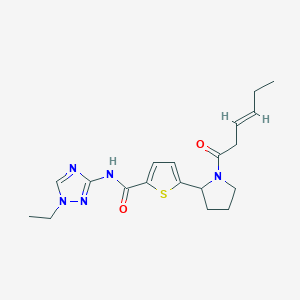 molecular formula C19H25N5O2S B6081270 N-(1-ethyl-1H-1,2,4-triazol-3-yl)-5-{1-[(3E)-3-hexenoyl]-2-pyrrolidinyl}-2-thiophenecarboxamide 