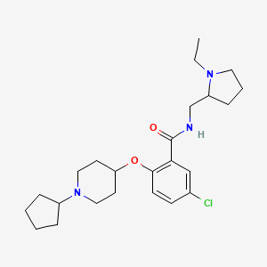 molecular formula C24H36ClN3O2 B6081302 5-chloro-2-[(1-cyclopentyl-4-piperidinyl)oxy]-N-[(1-ethyl-2-pyrrolidinyl)methyl]benzamide 