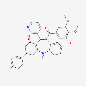 molecular formula C35H33N3O5 B6081334 3-(4-methylphenyl)-11-pyridin-3-yl-10-(3,4,5-trimethoxybenzoyl)-2,3,4,5,10,11-hexahydro-1H-dibenzo[b,e][1,4]diazepin-1-one 