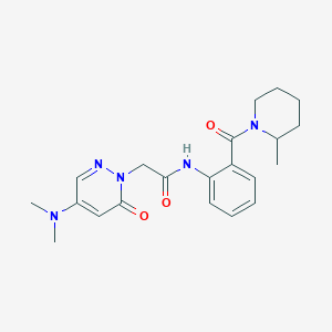 molecular formula C21H27N5O3 B6081344 2-[4-(dimethylamino)-6-oxopyridazin-1(6H)-yl]-N-{2-[(2-methylpiperidin-1-yl)carbonyl]phenyl}acetamide 