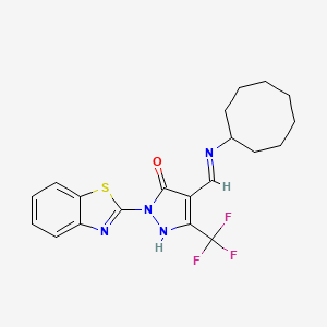 molecular formula C20H21F3N4OS B6081353 2-(1,3-benzothiazol-2-yl)-4-[(cyclooctylamino)methylene]-5-(trifluoromethyl)-2,4-dihydro-3H-pyrazol-3-one 