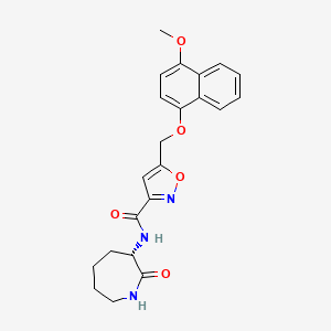 molecular formula C22H23N3O5 B6081369 5-{[(4-methoxy-1-naphthyl)oxy]methyl}-N-[(3S)-2-oxo-3-azepanyl]-3-isoxazolecarboxamide 