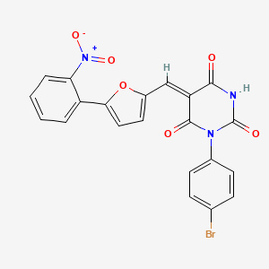 molecular formula C21H12BrN3O6 B6081395 1-(4-bromophenyl)-5-{[5-(2-nitrophenyl)-2-furyl]methylene}-2,4,6(1H,3H,5H)-pyrimidinetrione CAS No. 340225-35-6