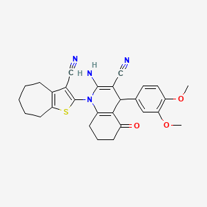 molecular formula C28H28N4O3S B6081401 2-amino-1-(3-cyano-5,6,7,8-tetrahydro-4H-cyclohepta[b]thien-2-yl)-4-(3,4-dimethoxyphenyl)-5-oxo-1,4,5,6,7,8-hexahydroquinoline-3-carbonitrile CAS No. 312266-37-8