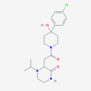 molecular formula C20H28ClN3O3 B6081437 3-{2-[4-(4-chlorophenyl)-4-hydroxy-1-piperidinyl]-2-oxoethyl}-4-isopropyl-2-piperazinone 