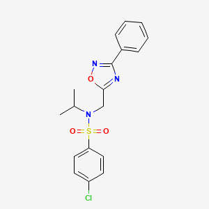 molecular formula C18H18ClN3O3S B6081445 4-chloro-N-isopropyl-N-[(3-phenyl-1,2,4-oxadiazol-5-yl)methyl]benzenesulfonamide 