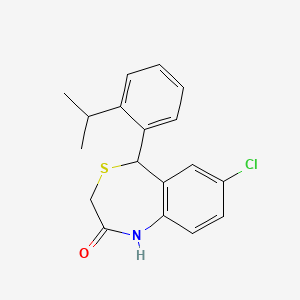molecular formula C18H18ClNOS B608147 7-Chloro-1,5-dihydro-5-[2-(1-methylethyl)phenyl]-4,1-benzothiazepin-2(3H)-one CAS No. 1802013-08-6