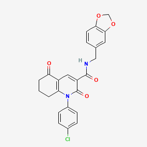 molecular formula C24H19ClN2O5 B6081480 N-(1,3-benzodioxol-5-ylmethyl)-1-(4-chlorophenyl)-2,5-dioxo-1,2,5,6,7,8-hexahydro-3-quinolinecarboxamide 