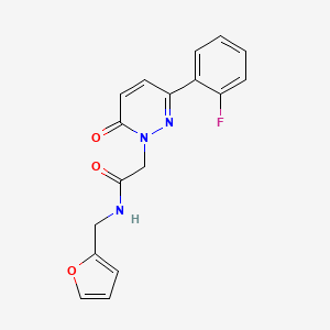 molecular formula C17H14FN3O3 B6081506 2-[3-(2-fluorophenyl)-6-oxo-1(6H)-pyridazinyl]-N-(2-furylmethyl)acetamide 