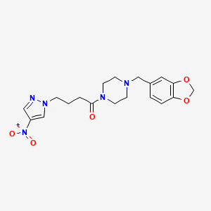 molecular formula C19H23N5O5 B6081514 1-(1,3-benzodioxol-5-ylmethyl)-4-[4-(4-nitro-1H-pyrazol-1-yl)butanoyl]piperazine 