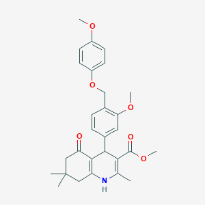 molecular formula C29H33NO6 B6081539 methyl 4-{3-methoxy-4-[(4-methoxyphenoxy)methyl]phenyl}-2,7,7-trimethyl-5-oxo-1,4,5,6,7,8-hexahydro-3-quinolinecarboxylate 
