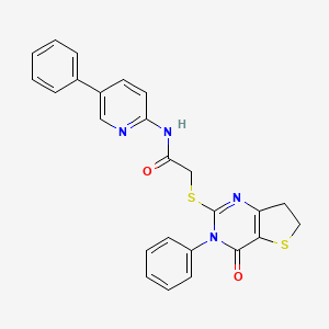 molecular formula C25H20N4O2S2 B608157 2-((4-Oxo-3-phenyl-3,4,6,7-tetrahydrothieno[3,2-d]pyrimidin-2-yl)thio)-N-(5-phenylpyridin-2-yl)acetamide CAS No. 1427782-89-5