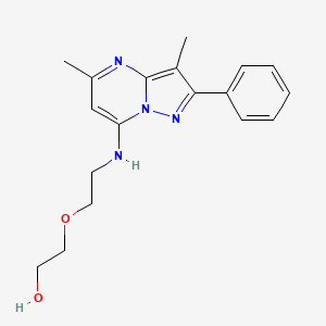 molecular formula C18H22N4O2 B6081585 2-{2-[(3,5-dimethyl-2-phenylpyrazolo[1,5-a]pyrimidin-7-yl)amino]ethoxy}ethanol 