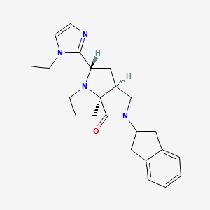 molecular formula C23H28N4O B6081620 (3aS*,5S*,9aS*)-2-(2,3-dihydro-1H-inden-2-yl)-5-(1-ethyl-1H-imidazol-2-yl)hexahydro-7H-pyrrolo[3,4-g]pyrrolizin-1(2H)-one 