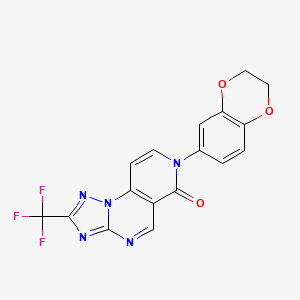 molecular formula C17H10F3N5O3 B6081631 7-(2,3-dihydro-1,4-benzodioxin-6-yl)-2-(trifluoromethyl)pyrido[3,4-e][1,2,4]triazolo[1,5-a]pyrimidin-6(7H)-one 