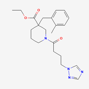 molecular formula C22H30N4O3 B6081658 ethyl 3-(2-methylbenzyl)-1-[4-(1H-1,2,4-triazol-1-yl)butanoyl]-3-piperidinecarboxylate 