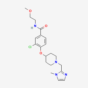 molecular formula C20H27ClN4O3 B6081707 3-chloro-N-(2-methoxyethyl)-4-({1-[(1-methyl-1H-imidazol-2-yl)methyl]-4-piperidinyl}oxy)benzamide 