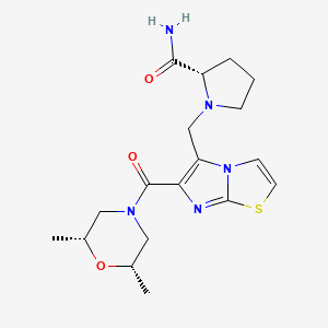 molecular formula C18H25N5O3S B6081716 1-[(6-{[(2R,6S)-2,6-dimethyl-4-morpholinyl]carbonyl}imidazo[2,1-b][1,3]thiazol-5-yl)methyl]-L-prolinamide 