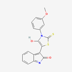 molecular formula C18H12N2O3S2 B6081735 3-[3-(3-methoxyphenyl)-4-oxo-2-thioxo-1,3-thiazolidin-5-ylidene]-1,3-dihydro-2H-indol-2-one 