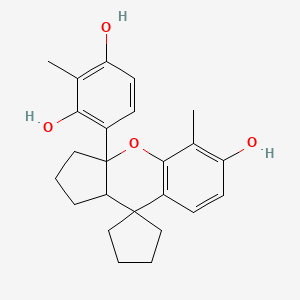 molecular formula C24H28O4 B6081821 4-(6-hydroxy-5-methyl-1,2,3,9a-tetrahydro-3aH-spiro[cyclopenta[b]chromene-9,1'-cyclopentan]-3a-yl)-2-methylbenzene-1,3-diol 