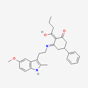 2-butyryl-3-{[2-(5-methoxy-2-methyl-1H-indol-3-yl)ethyl]amino}-5-phenylcyclohex-2-en-1-one