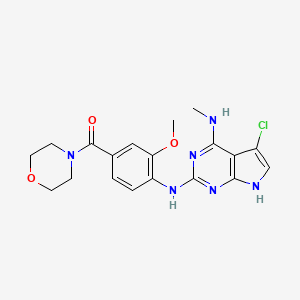 molecular formula C19H21ClN6O3 B608186 (4-((5-氯-4-(甲基氨基)-7H-吡咯并[2,3-d]嘧啶-2-基)氨基)-3-甲氧基苯基)(吗啉代)甲酮 CAS No. 1700693-08-8