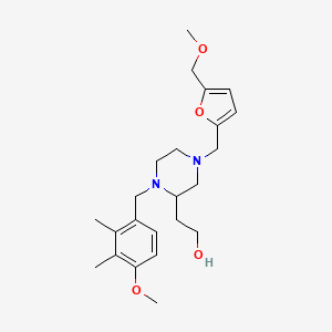 molecular formula C23H34N2O4 B6081883 2-(1-(4-methoxy-2,3-dimethylbenzyl)-4-{[5-(methoxymethyl)-2-furyl]methyl}-2-piperazinyl)ethanol 