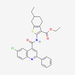 molecular formula C29H27ClN2O3S B6081901 ethyl 2-{[(6-chloro-2-phenyl-4-quinolinyl)carbonyl]amino}-6-ethyl-4,5,6,7-tetrahydro-1-benzothiophene-3-carboxylate 