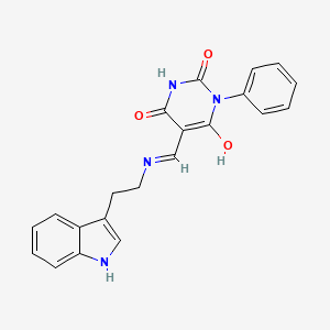 molecular formula C21H18N4O3 B6081909 5-({[2-(1H-indol-3-yl)ethyl]amino}methylene)-1-phenyl-2,4,6(1H,3H,5H)-pyrimidinetrione 