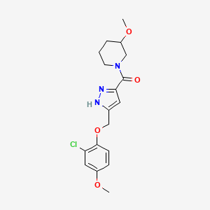 molecular formula C18H22ClN3O4 B6081917 1-({5-[(2-chloro-4-methoxyphenoxy)methyl]-1H-pyrazol-3-yl}carbonyl)-3-methoxypiperidine 