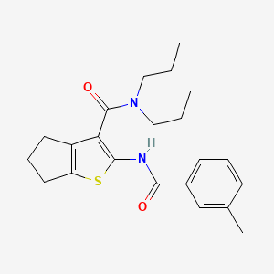 molecular formula C22H28N2O2S B6081939 2-[(3-methylbenzoyl)amino]-N,N-dipropyl-5,6-dihydro-4H-cyclopenta[b]thiophene-3-carboxamide 
