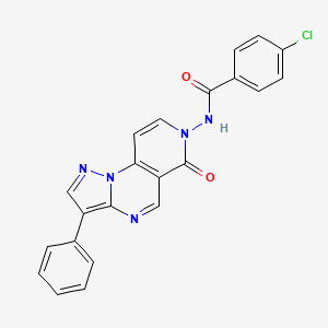 molecular formula C22H14ClN5O2 B6081950 4-chloro-N-(6-oxo-3-phenylpyrazolo[1,5-a]pyrido[3,4-e]pyrimidin-7(6H)-yl)benzamide 
