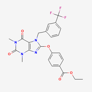 molecular formula C24H21F3N4O5 B6081993 ethyl 4-({1,3-dimethyl-2,6-dioxo-7-[3-(trifluoromethyl)benzyl]-2,3,6,7-tetrahydro-1H-purin-8-yl}oxy)benzoate 