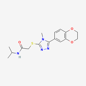 molecular formula C16H20N4O3S B6081997 2-{[5-(2,3-dihydro-1,4-benzodioxin-6-yl)-4-methyl-4H-1,2,4-triazol-3-yl]thio}-N-isopropylacetamide 