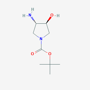 molecular formula C9H18N2O3 B060820 trans-3-Amino-1-Boc-4-hydroxypyrrolidine CAS No. 190792-74-6